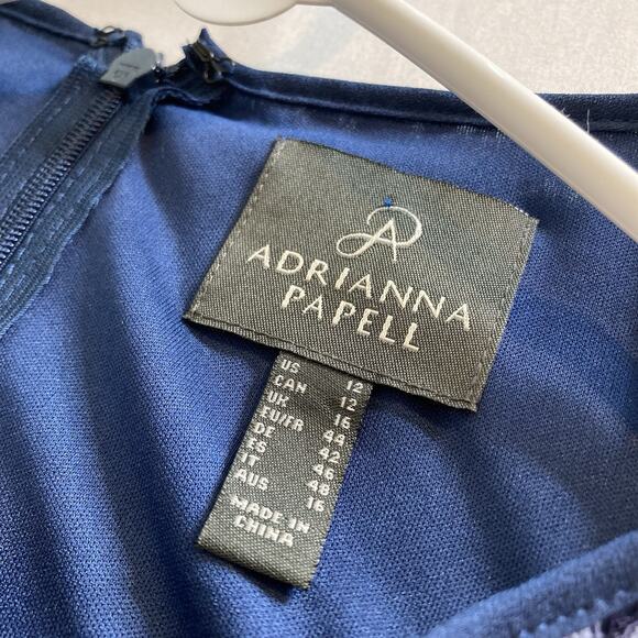 Adrianna Papell Women's Blue Lace Midi Dress Size 12 Elegant Party Occasions - Picture 5 of 11